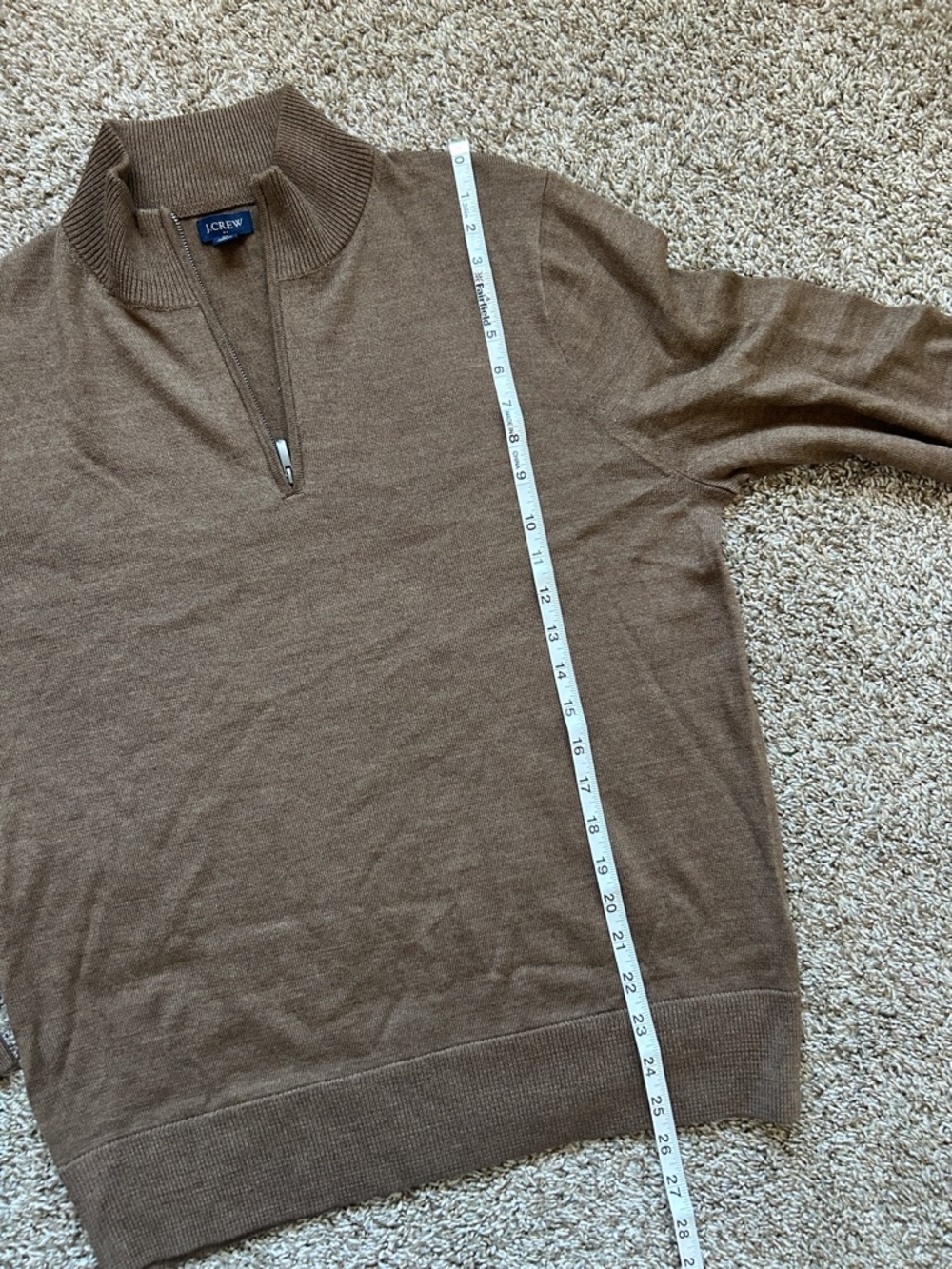 J. Crew Men's Brown Zip Mock-Neck Sweater - Picture 4 of 7